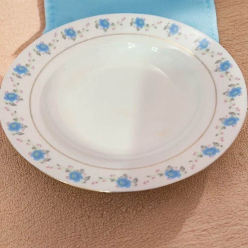 景德镇陶瓷描金小兰花8寸深盘 龙珠阁底