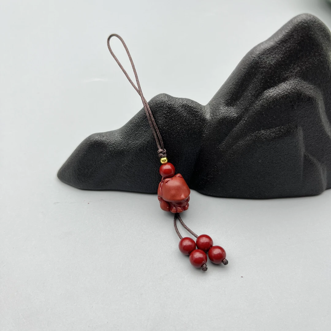 含辰砂工艺品ZC473-经典朱砂紫金砂雕刻九尾狐挂件