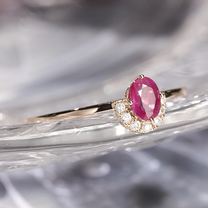 {18K}天然无烧红宝石戒指-副石钻石-港码13两个圈口内改免费