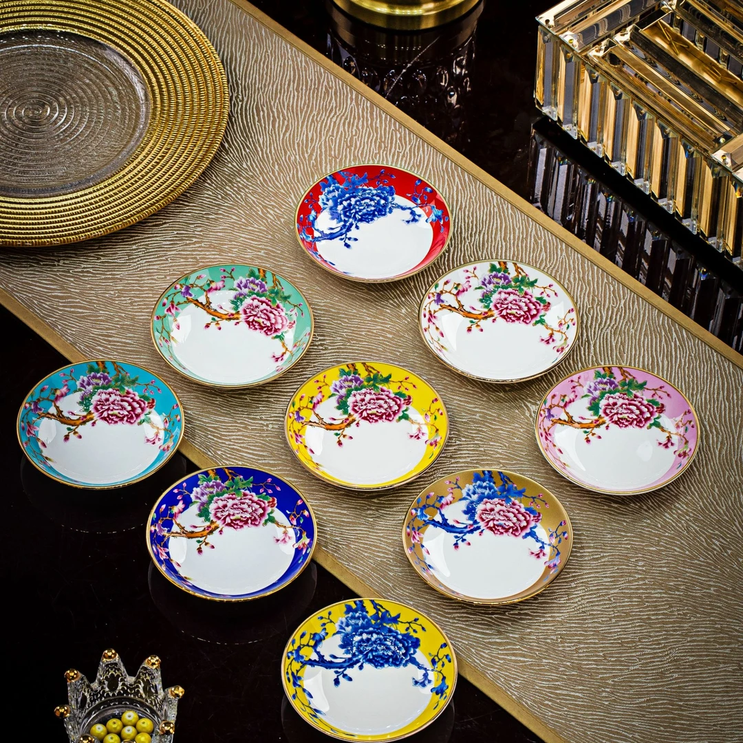 【凤鸣朝阳4英寸味碟】珐琅彩高端餐具家用4英寸味碟盘陶瓷