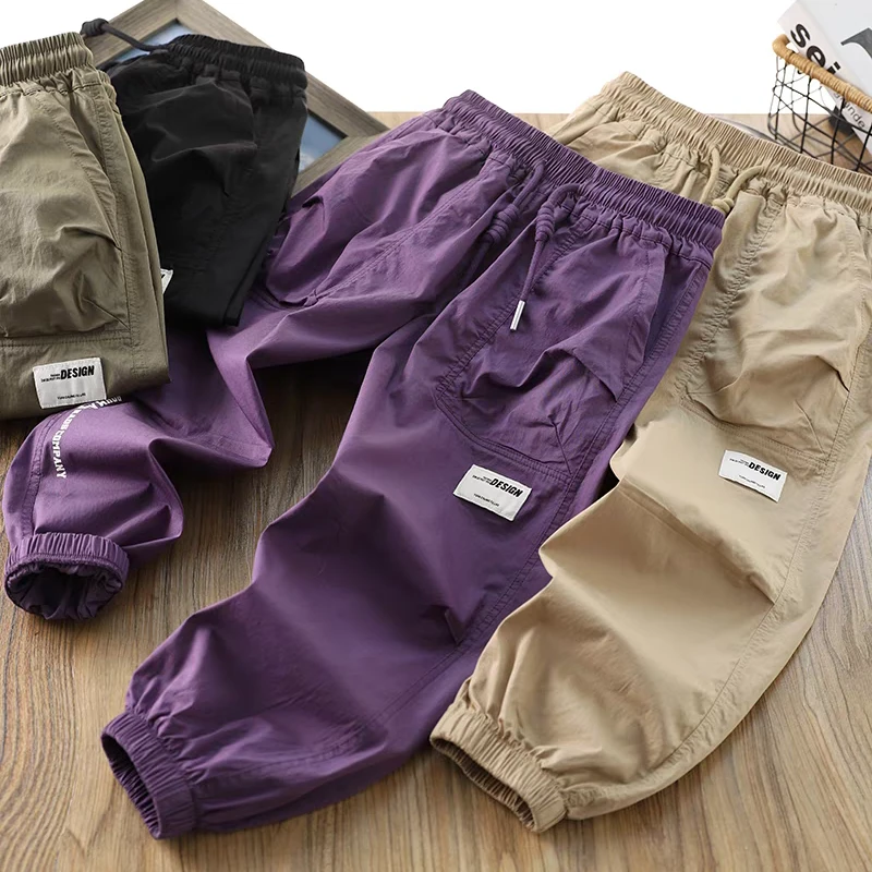 潮童裤子男童春夏薄款工装裤2024新款儿童速干裤空调裤户外登山裤