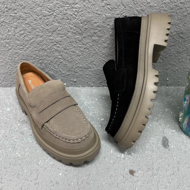 7091-1新款圆头厚底女鞋休闲透气不闷脚一脚蹬轻底单鞋