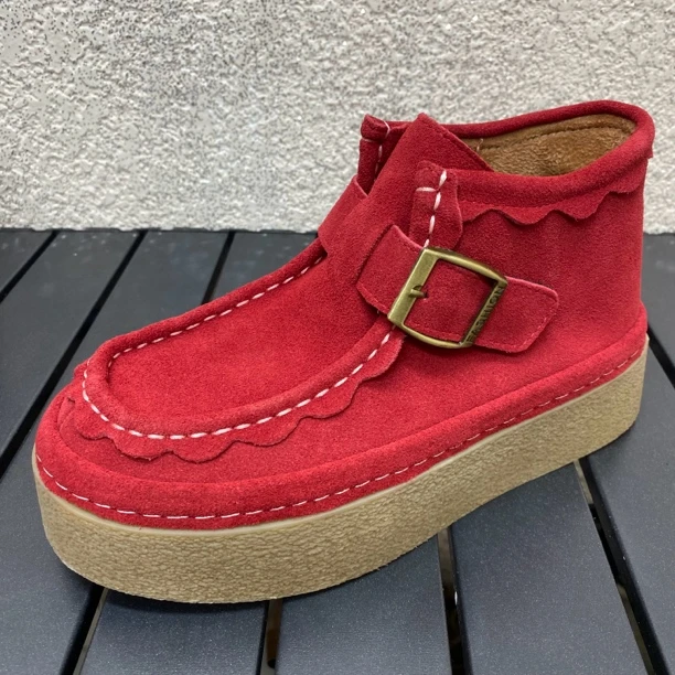 5819-3新款超级好看秋季新款复古手工松糕厚底短靴帅气马丁靴带系