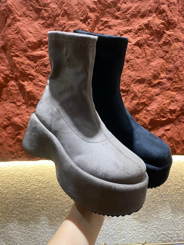 6551秋新韩版单靴时装靴低跟短靴女时尚百搭一脚蹬瘦瘦靴气质