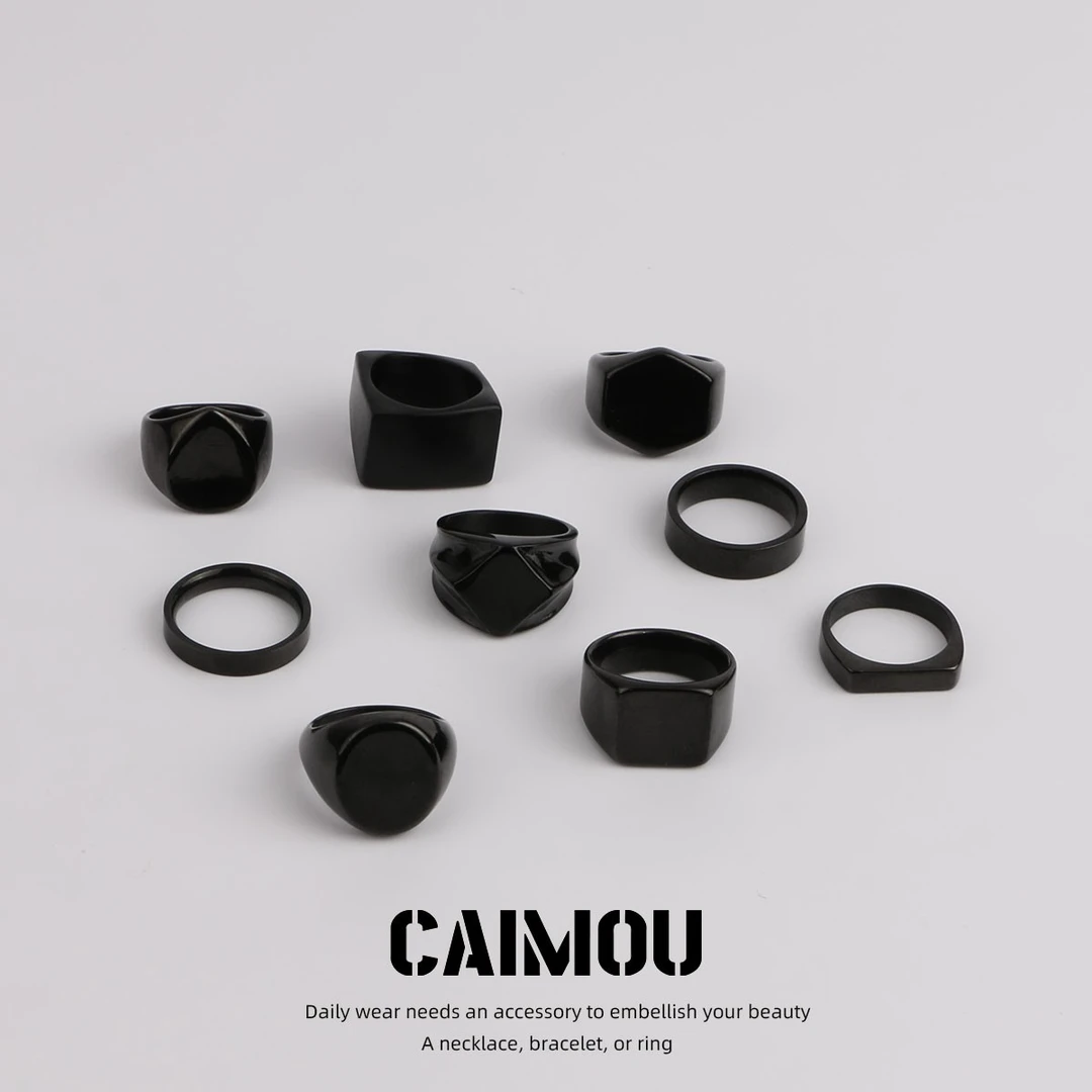 钛钢戒指 黑色戒指气质网红迷你小众个性ins戒指轻奢小众高级感