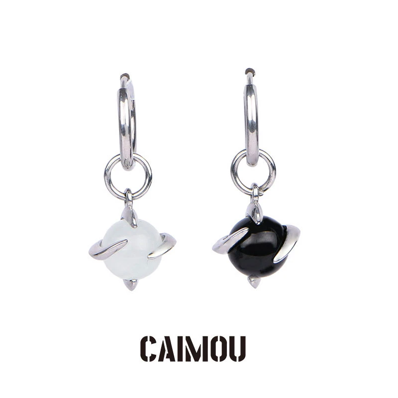 钛钢耳饰 龙珠耳环钛钢耳扣男耳骨夹女假耳夹耳坠学生男士假耳钉