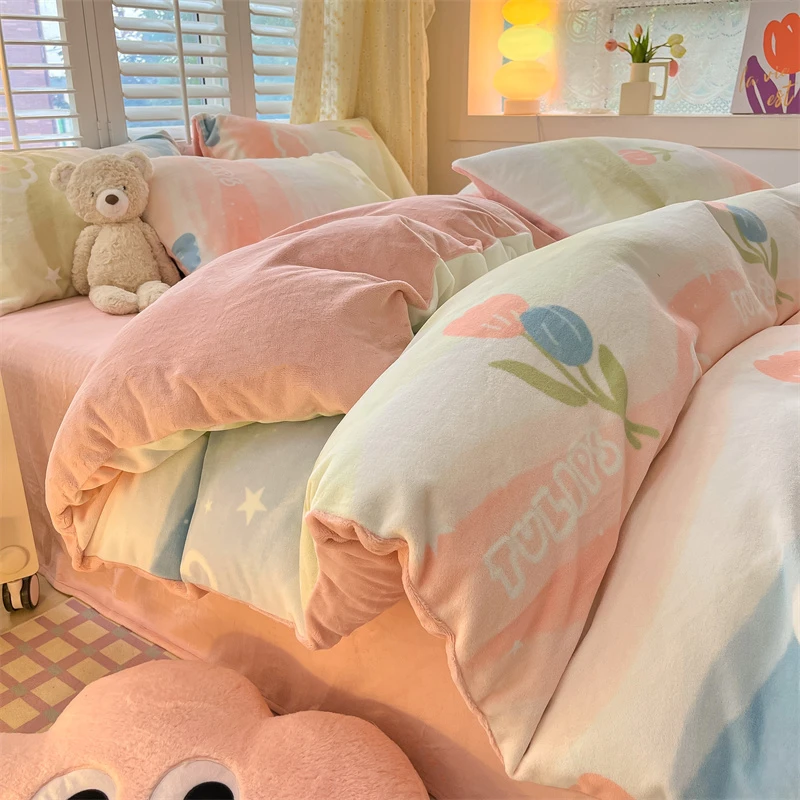 冬季ins风冬季牛奶绒被套单件加厚加绒被罩珊瑚绒150x200x230单人