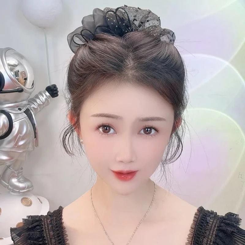 非金属发饰 超仙云朵波点蝴蝶结抓夹大号女后脑勺盘发鲨鱼夹蓬松