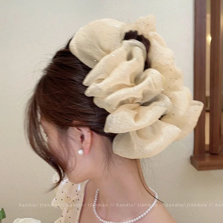 非金属发饰 超仙云朵泡泡抓夹大号蝴蝶结网纱女后脑勺新款鲨鱼夹