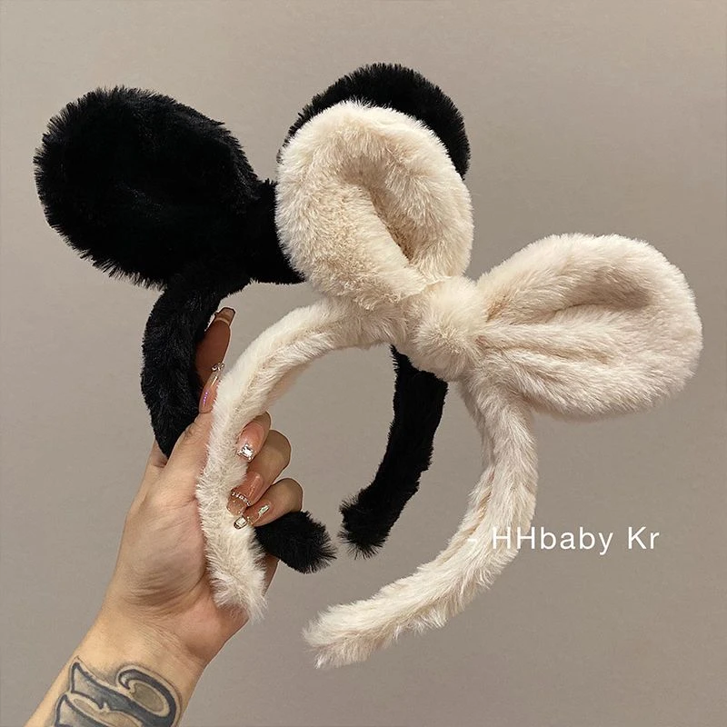 非金属布艺发饰 毛绒兔耳朵发箍女洗脸头箍网红发卡头饰可爱俏皮
