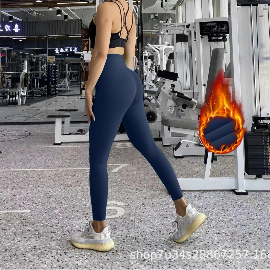 秋冬加绒透气高腰无尴尬线瑜伽裤打底裤紧身裤运动训练长裤女款