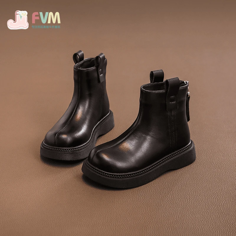 F.V.M女童鞋子儿童马丁小短靴冬季宝宝皮靴子女大童靴子春秋时尚