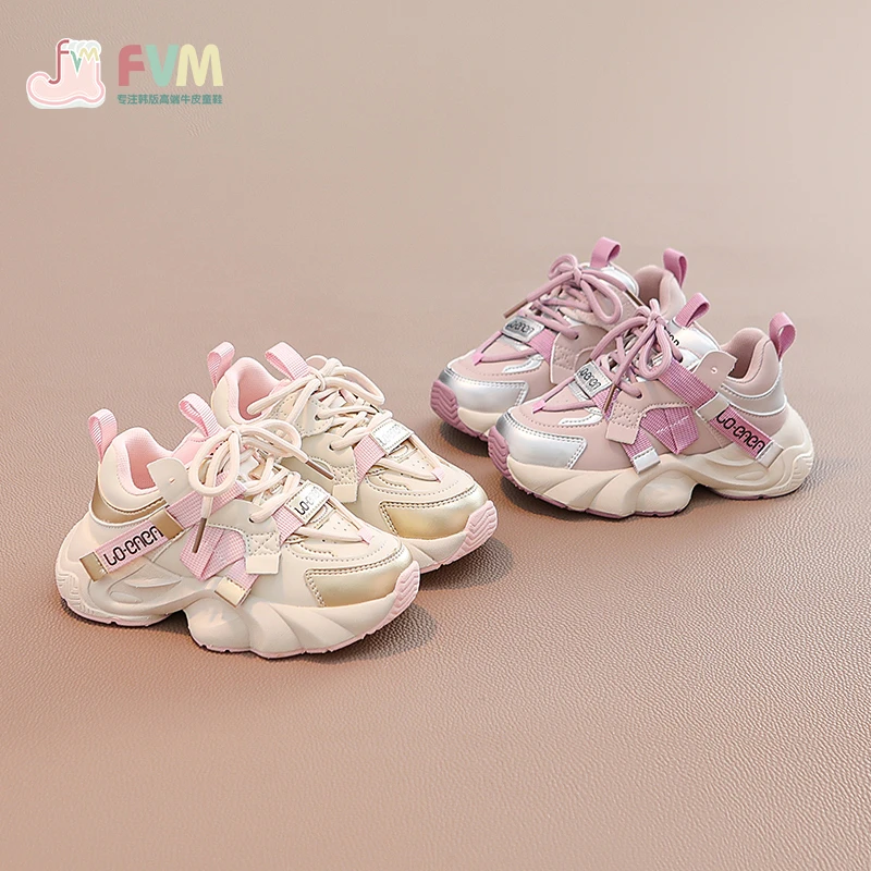 F.V.M女童鞋子儿童运动老爹鞋2025春秋款新款春季大童女孩休透气