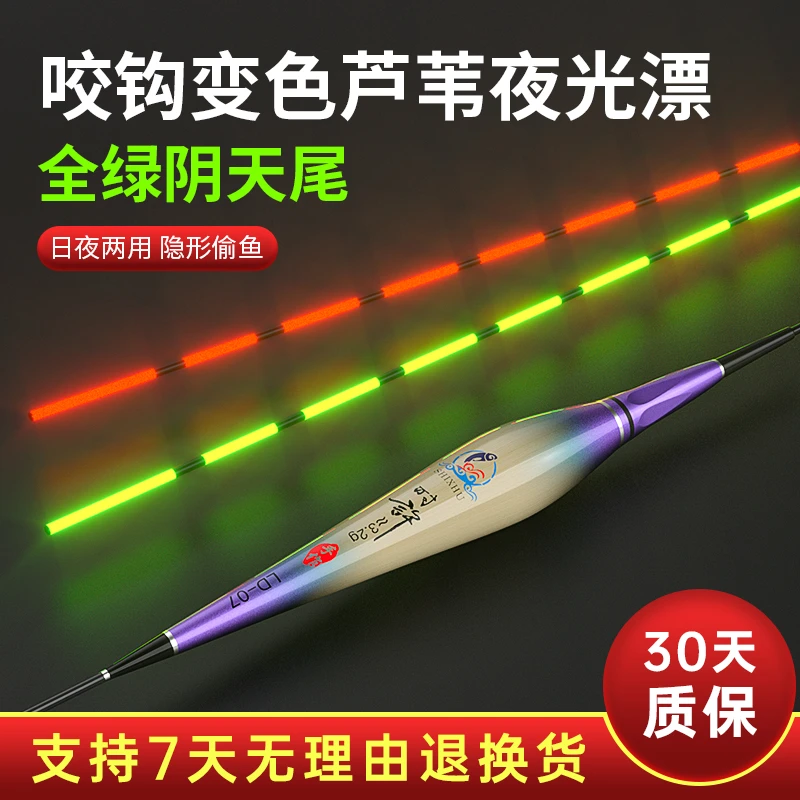 忆柳全绿尾阴天尾入水隐形日夜两用咬钩变色带壳芦苇电子夜光漂