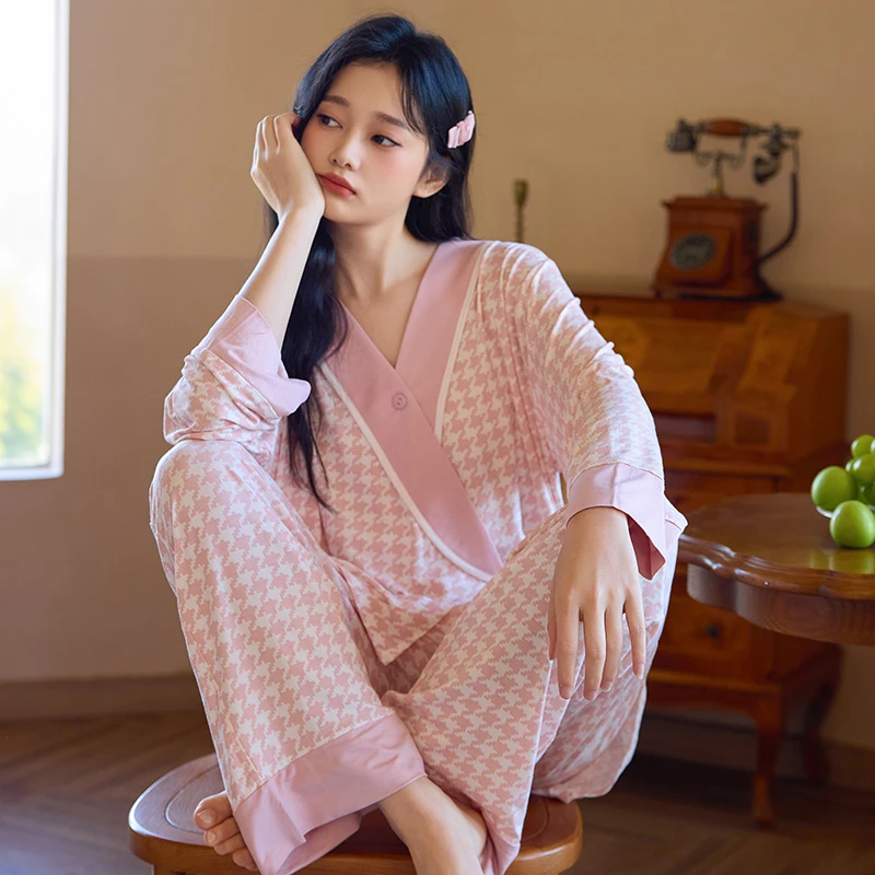 珈莹艾莫代尔月子服春夏薄款产后哺乳家居服7月8怀孕期秋孕妇睡衣