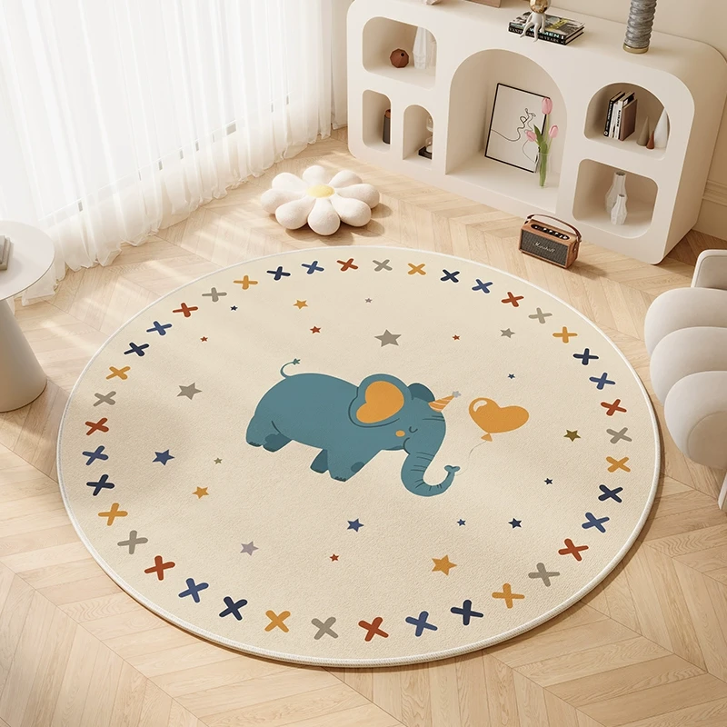 孩子房阅读区书房圆形地毯电脑椅卧室转椅地垫学习椅地板椅子脚垫