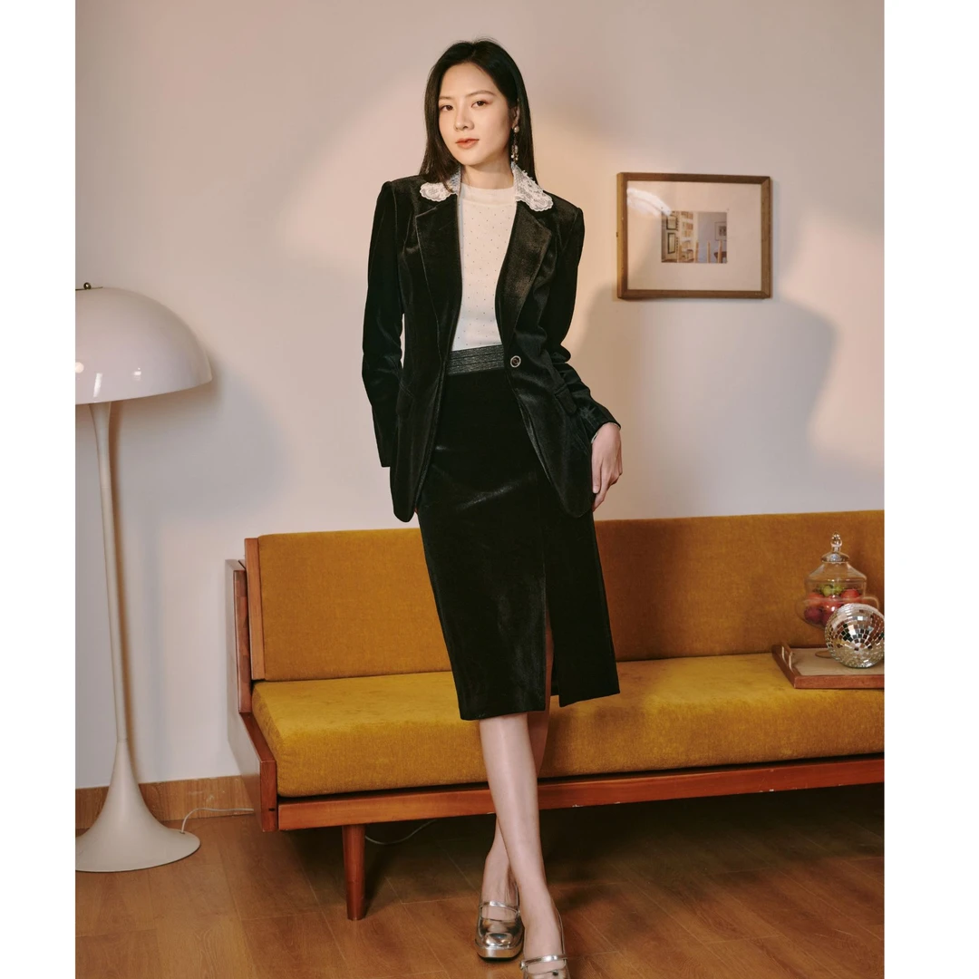 DILI 丝绒半裙 323414502