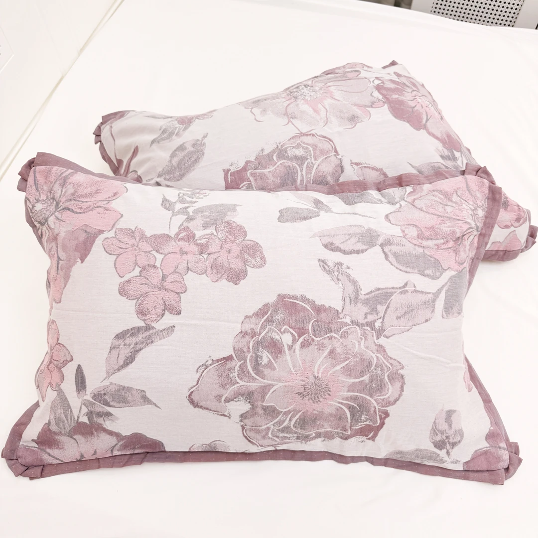 【花吟 双层纱枕套】48X74厘米 纯棉全棉双层纱枕套