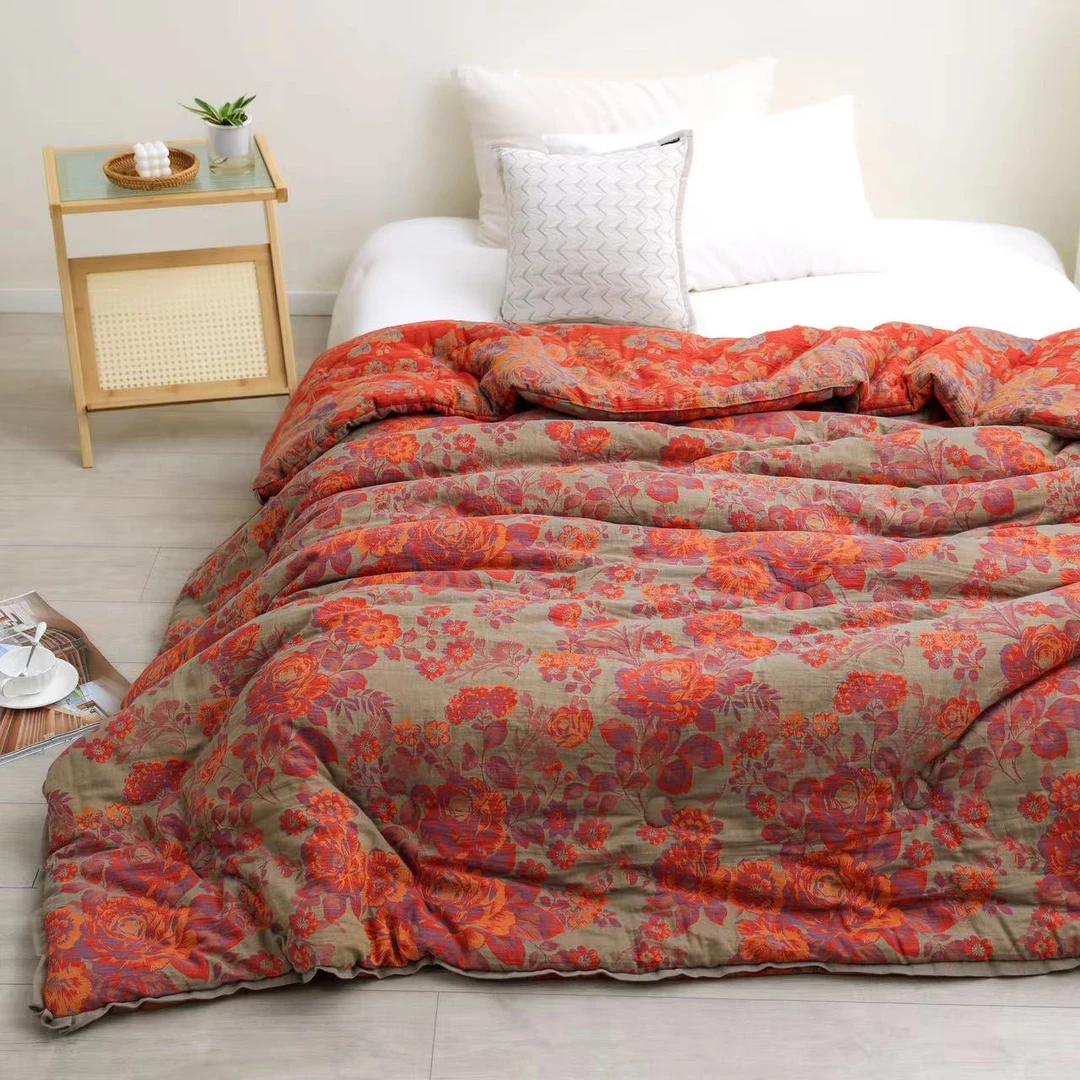 【繁花盛世 双层纱被子】2X2.3米纯棉全棉双层纱被子