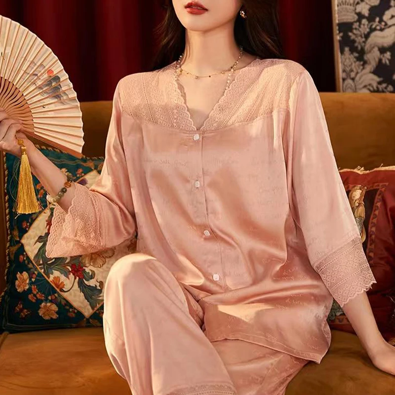 上海故事轻奢高级感女士冰丝睡衣夏季夏天高档外穿洋气家居服套装