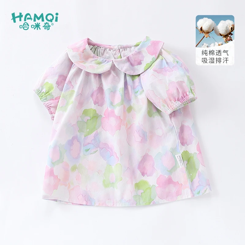 童装女童夏装儿童短袖衬衫宝宝衣服夏季新款小童纯棉碎花衬衣半袖