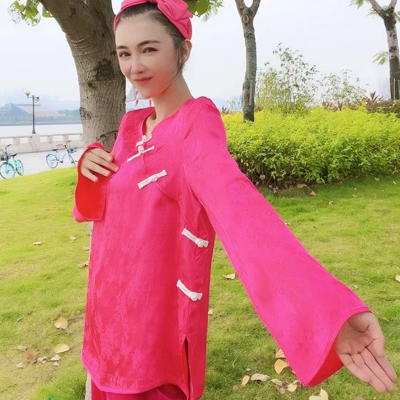 【李慧慧设计款】2023早春款中式提花花萝上衣盘扣复古打底小衫女