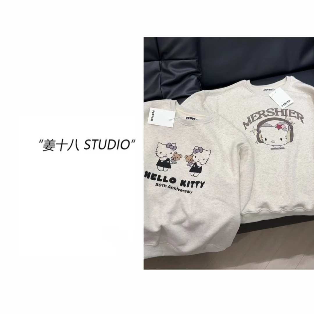 姜十八-「大头猫咪」韩国单！休闲百搭韩系圆领卫衣