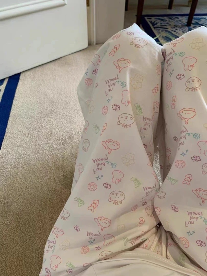 韩版ins甜美可爱卡通睡裤女夏季宽松大码睡裤长裤家居服可外穿