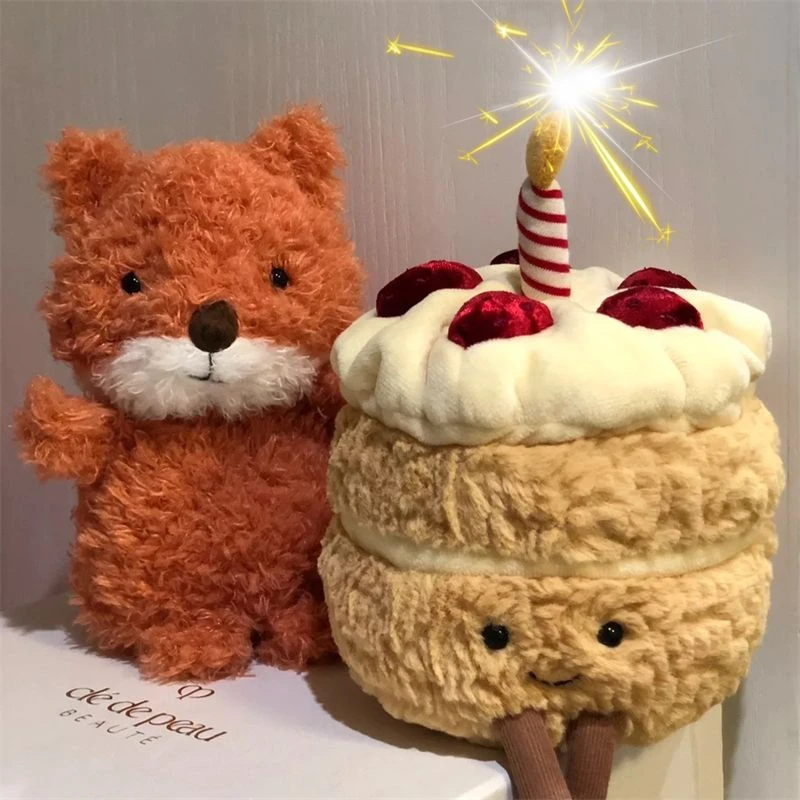 创意生日蛋糕小抱枕会唱歌毛绒玩具趣味搞怪生日玩偶礼物会发光女