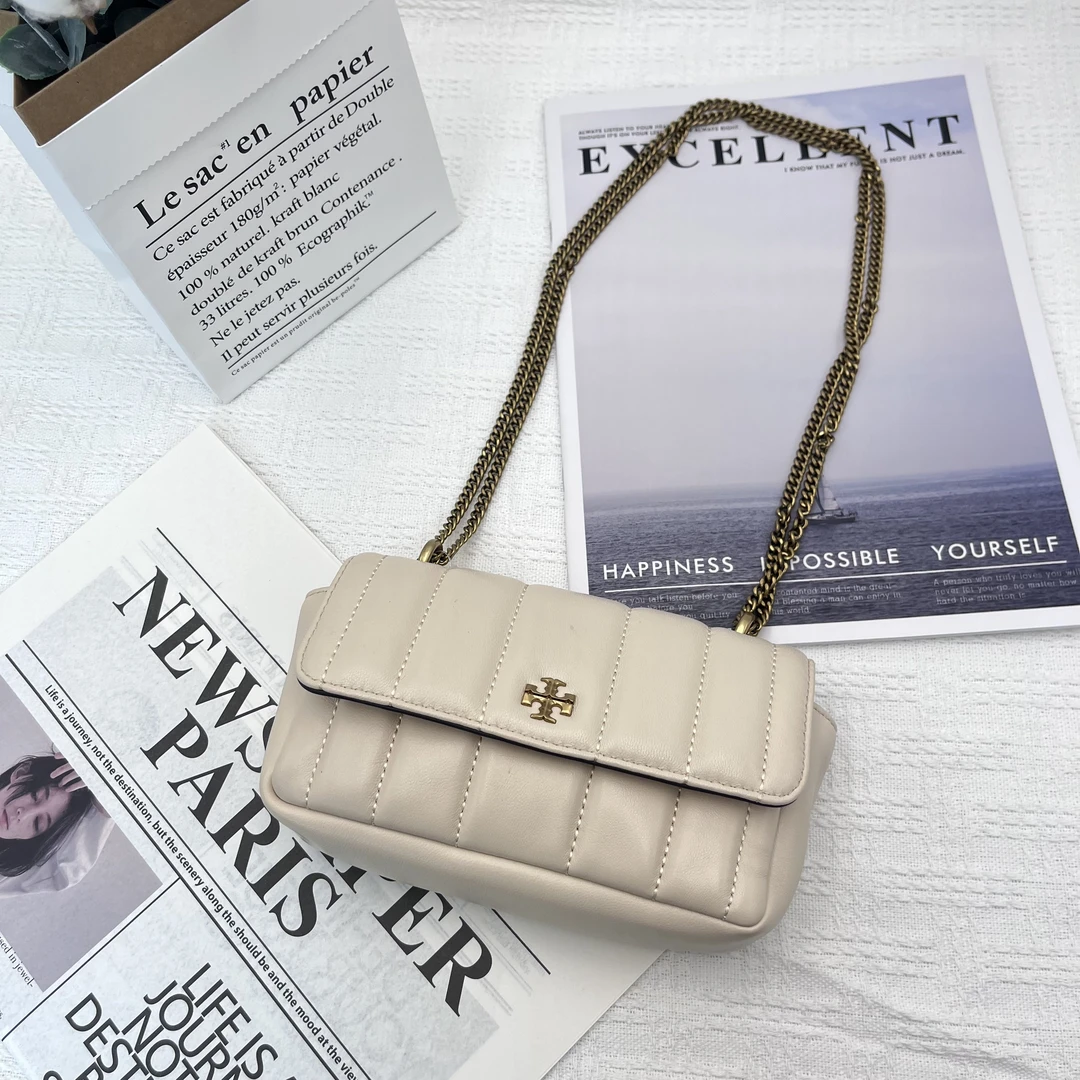 99新 Tory Burch/汤丽柏琦 Kira白色迷你单肩包链条包 006小香风