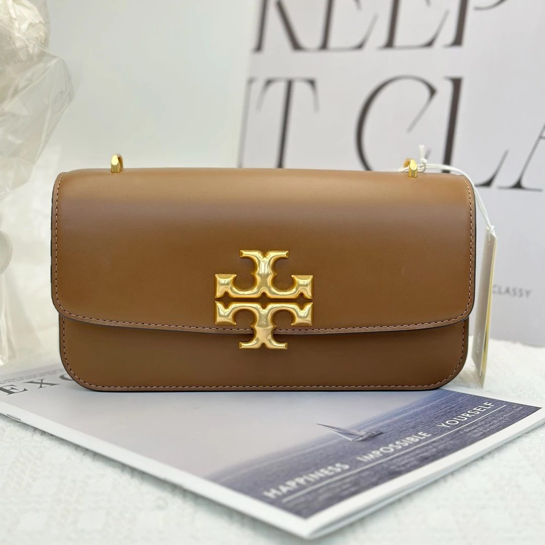 99新 TORY BURCH/汤丽柏琦 Eleanor棕色横版金砖包 腋下斜挎包034