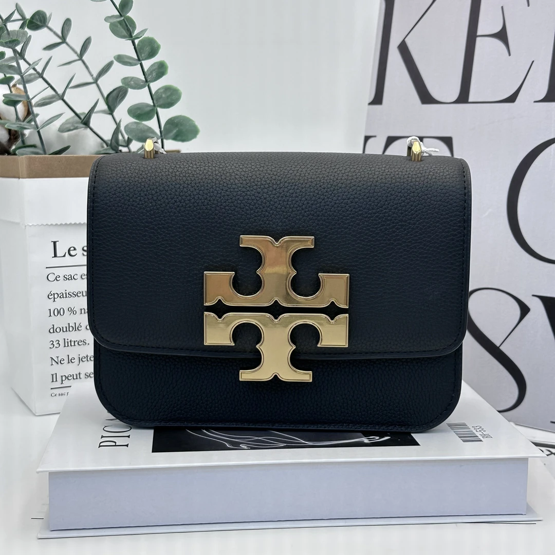 99新 TORY BURCH/汤丽柏琦 Eleanor牛皮小金砖单肩斜挎包 033黑色
