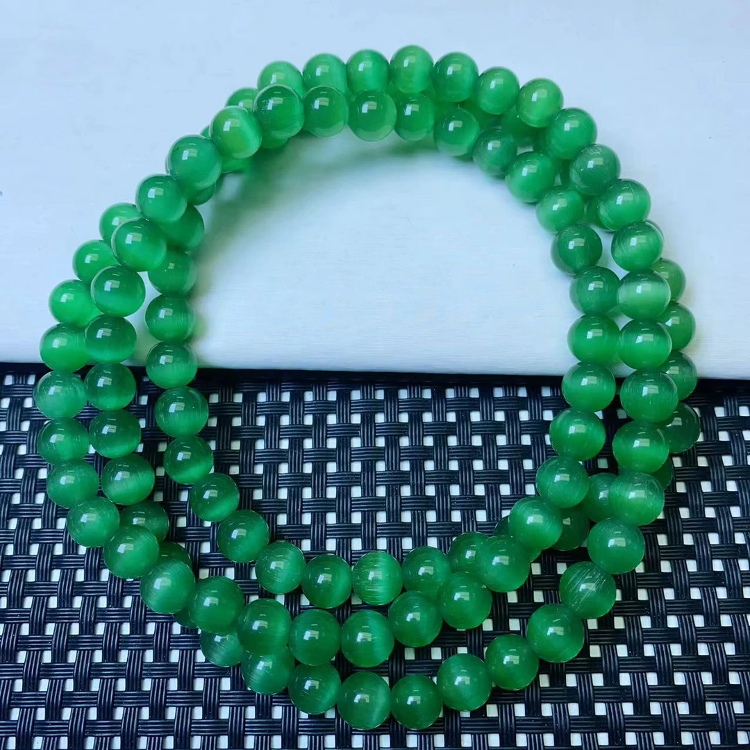 【宏泰】B203绿猫108颗8M女设计轻奢时尚手链手串项链