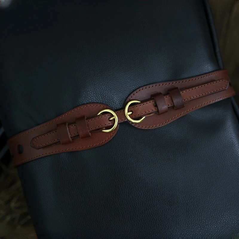 腰封女宽头层牛皮腰带装饰配毛衣裙子镂空复古真皮皮带高级感收腰