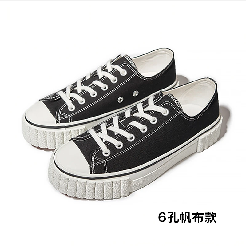 直播专用厚底帆布鞋6孔低帮板鞋运动休闲百搭情侣夏秋季学生经典
