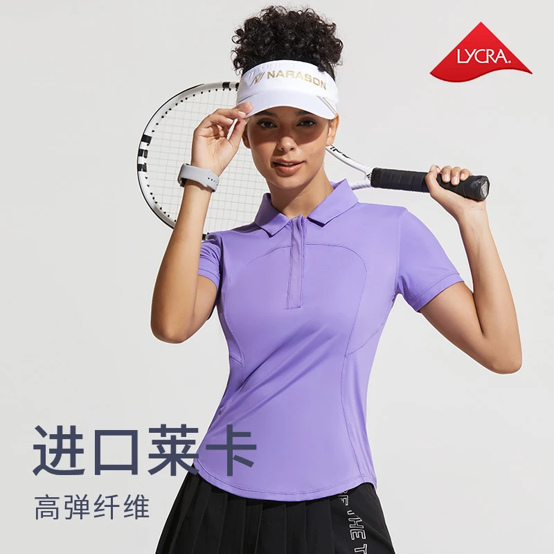 cosleaf/科里芙夏季休闲户外时尚透气高弹健身纽扣翻领薄款短袖女