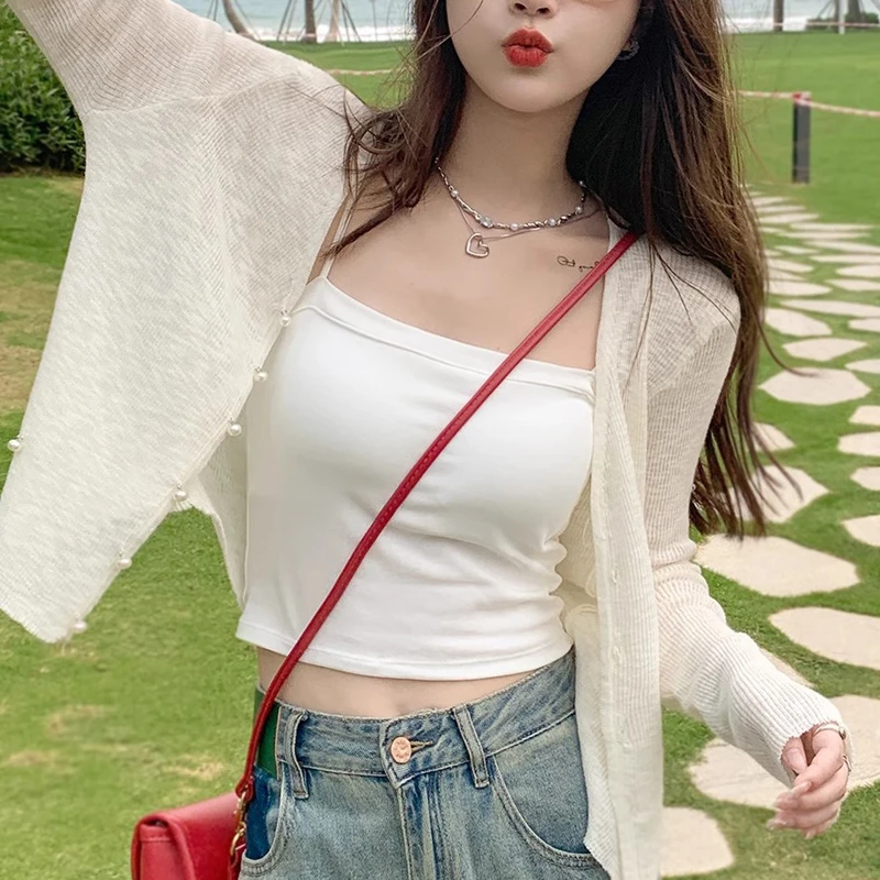 防晒开衫薄款女2024夏季空调衫冰丝外套吊带裙的外搭罩衫针织上衣