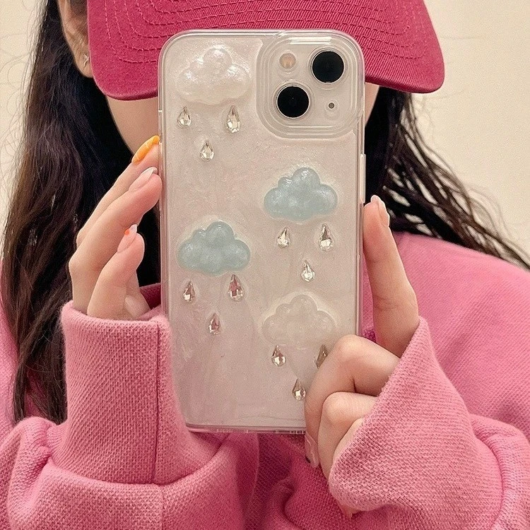 【果盟】ins水钻云朵创意适用苹果iphone14promax立体手机壳13/12