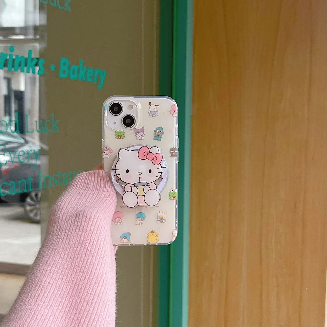 【果盟】卡通可爱三丽欧磁吸支架手机壳15promax苹果14新款iPhone13
