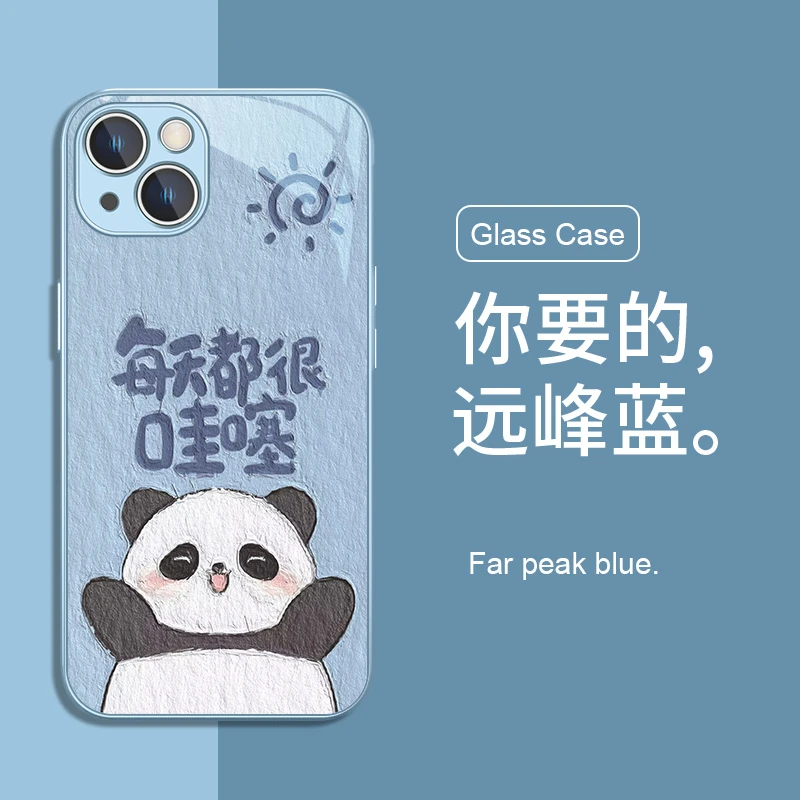【果盟】可爱苹果14iphone13手机壳每天都很哇塞12pro熊猫全包玻璃