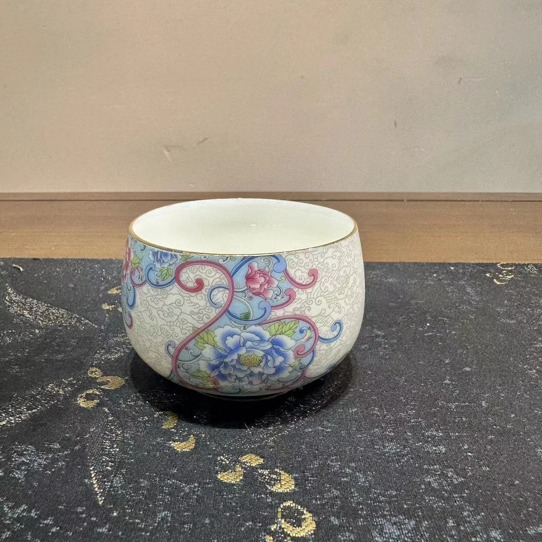 【闪购商品】掐丝银珐琅彩万花罗汉主人杯 5014