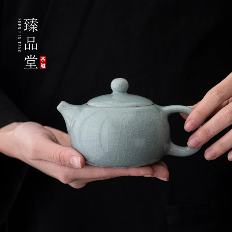 慢城臻品堂 汝窑陶瓷茶壶天青西施壶单壶开片可养泡茶器 2327