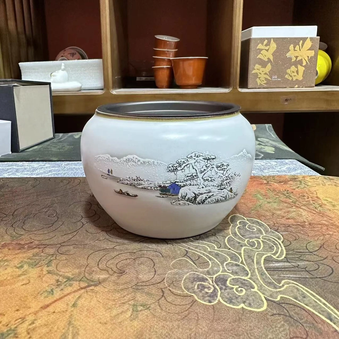 【闪购商品】陶瓷 大号 白瓷 雪景江山水盂 1681