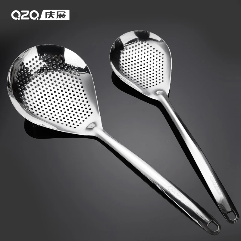 304不锈钢漏勺家用厨房捞面勺捞花椒勺油炸勺长柄一体大笊篱