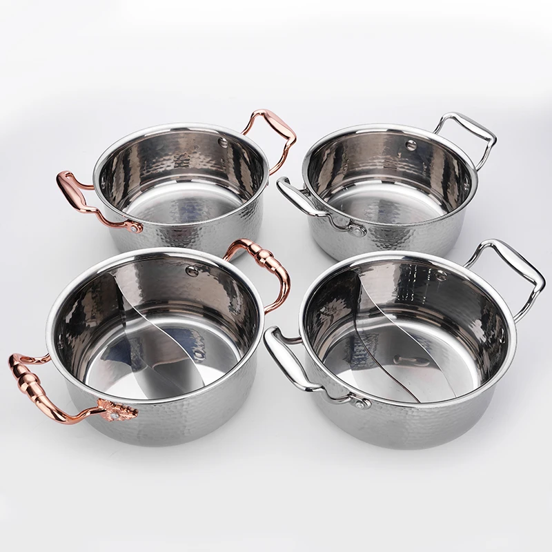 【18CM内径】三层钢小汤锅创意双耳鸳鸯锅家用鸳鸯火锅涮锅