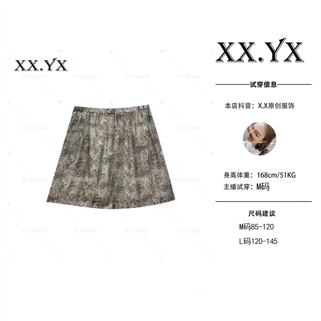 XX.YX（流光梦境-短裤）欧韩宽松全松紧腰花色4分短裤662