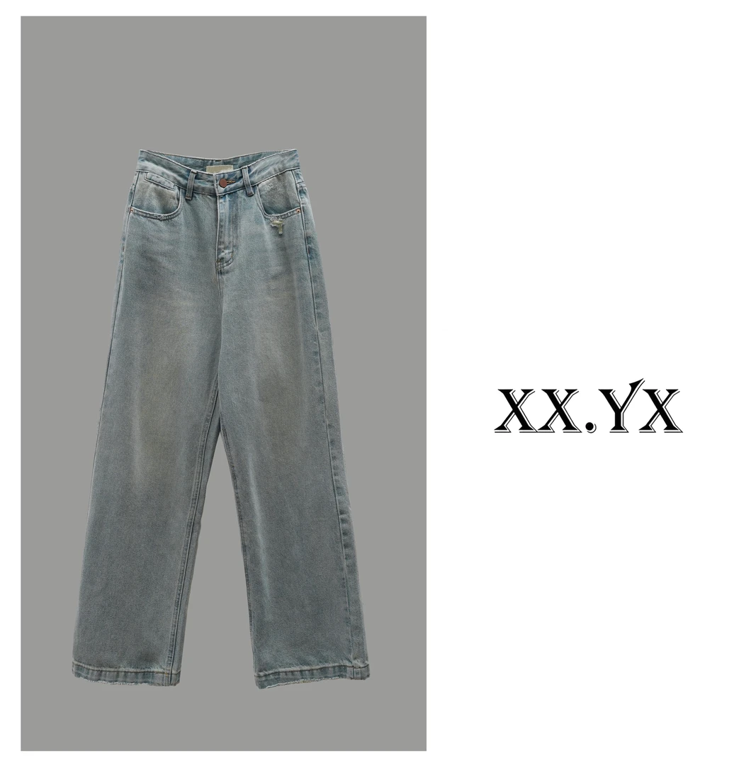 XX.YX（大长腿）春款原创嘎嘎显瘦显腿长洗水软牛仔直筒裤66163
