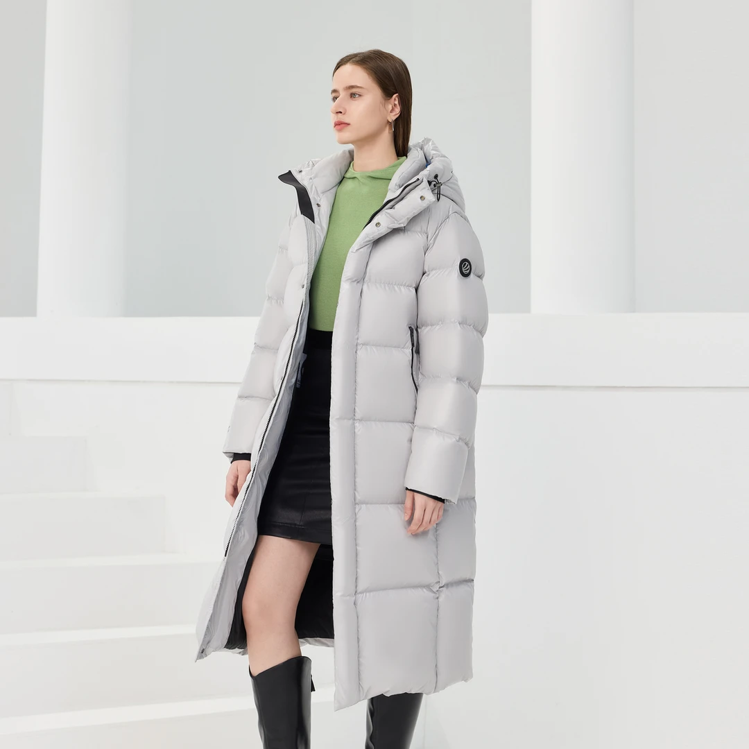 冬季新款时尚休闲百搭长款鹅绒泡芙羽绒服运动户外女士情侣