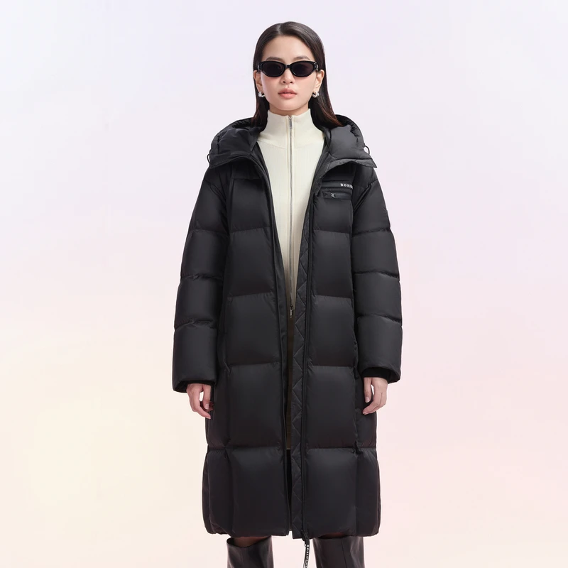 冬季新款品质泡芙系列羽绒服时尚休闲女士连帽中长款加厚保暖