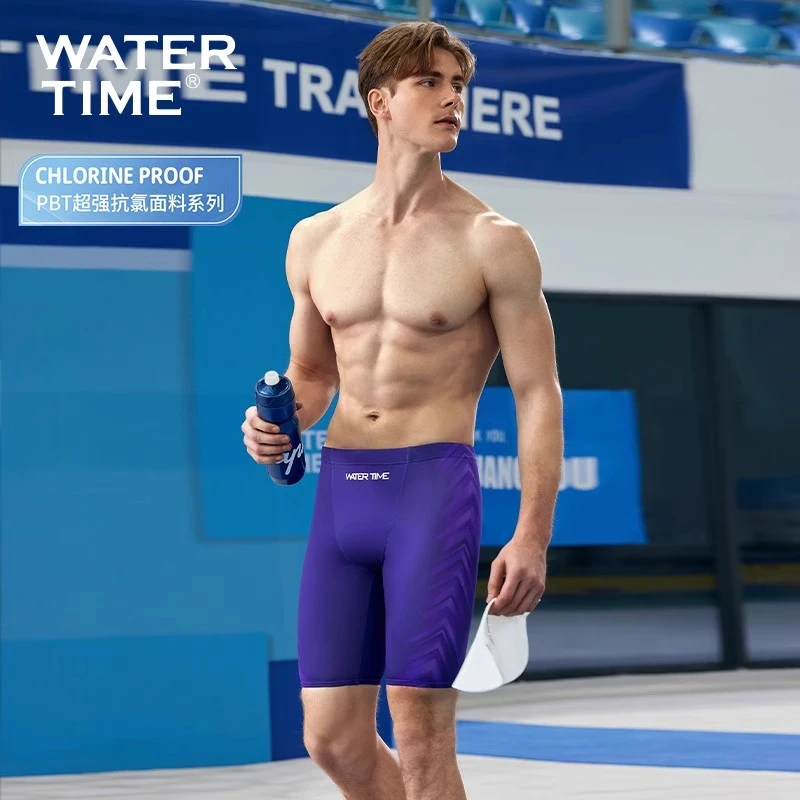 WaterTime泳裤男速干专业大码五分裤训练竞速平角防尴尬游泳裤男
